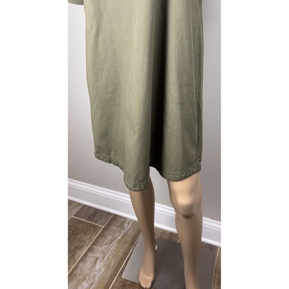 Karen Scott Dress Womens Sz M Green Cotton 1/4 Button Utility Shirt Short Sleeve - Picture 4 of 16